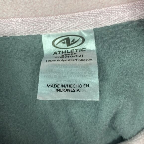 5/$25 Athlethic Works Gray Pink Fleece Emoji Sweatshirt Kangaroo Pocket L 10-12 - Picture 7 of 8